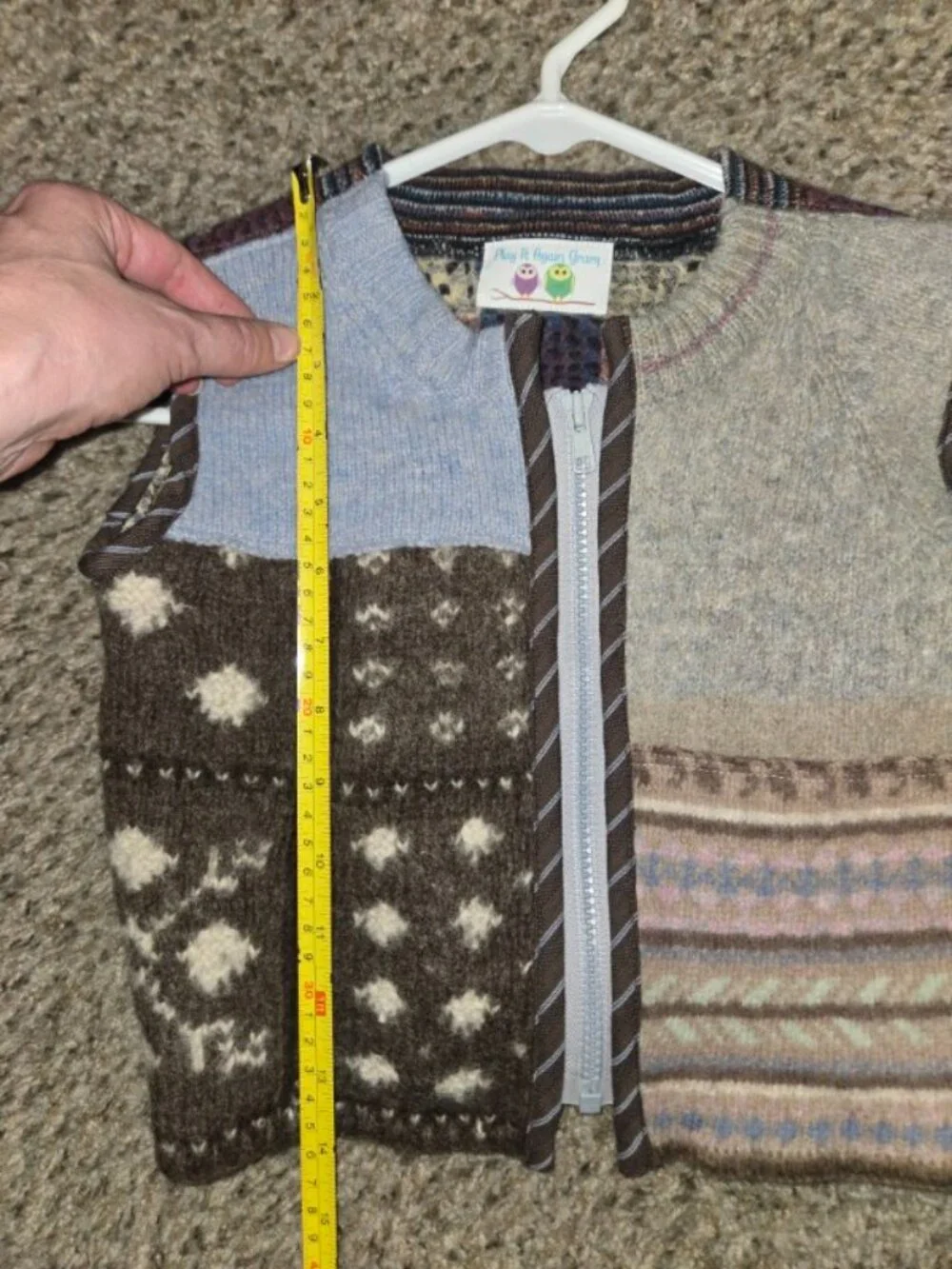 Play It Again Gram Upcycled Wool Patchwork Vest Toddler Kids Cozy Cottagecore 2T